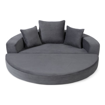 Convertible Corduroy Sofa Couch Bed Multi Functional Folding Futon Floor Lounge Sofa No Assembly Gray