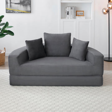 Convertible Corduroy Sofa Couch Bed Multi Functional Folding Futon Floor Lounge Sofa No Assembly Gray