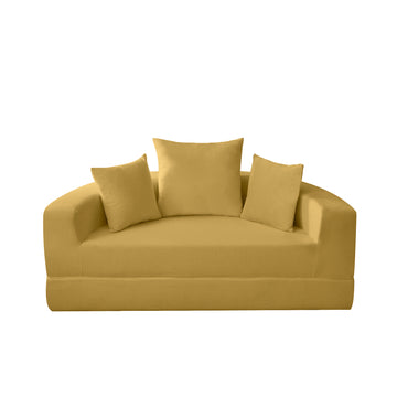 Convertible Corduroy Sofa Couch Bed Multi Functional Folding Futon Floor Lounge Sofa No Assembly Yellow