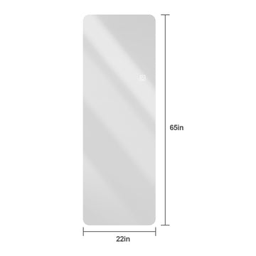 65 x 21 LED Full Length Mirror with 3-Color Dimmable Lights, Wall Mounted Borderless Dressing Mirror with Rounded Corners, Silver