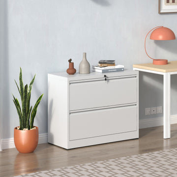 File Cabinet 2 Drawer, 35.4 Inch Wide Metal Filing Cabinet for Home Office, Locking File Cabinet with Anti-Tip Interlock, Heavy Duty Steel Storage for Letter/Legal/A4 Files