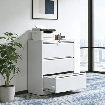 File Cabinet, 35.4 Inch Wide Metal Filing Cabinet, Locking Heavy Duty File Cabinet for Home Office, Anti-Tip Safety Interlock, Vertical Storage for Letter/Legal/A4 Files