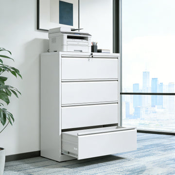 File Cabinet, Heavy Duty Metal Filing Cabinet, 35.4 Inch Wide Locking File Cabinet for Home Office, Space-Saving Vertical Storage with Anti-Tip Interlock, for Letter/Legal/A4 Files