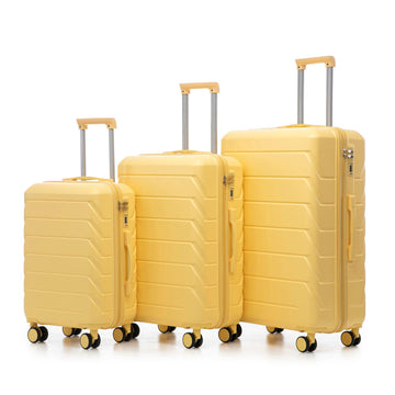 3 pcs set in ABS Spinner Wheel Luggage Matching Color With Combination Lock Yellow