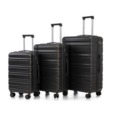 3 pcs set in ABS Spinner Wheel Luggage Carry on Suitcase Matching Color Combination Lock Dark Gray