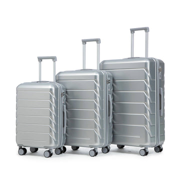 3 pcs set in ABS Spinner Wheel Luggage Matching Color With Combination Lock Silver