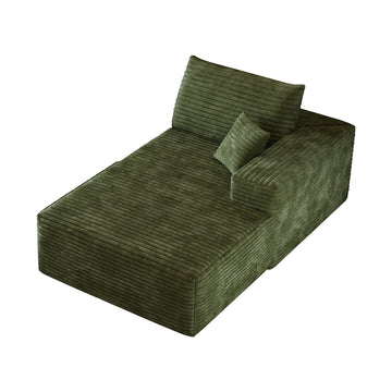 Green Modular 1 Seat Fabric Chaise Lounge 69.7-in L x 38.6-in W x 25.2-in H
