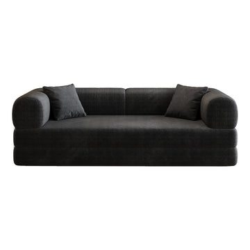 Black Fabric Sofa 78.8-in L x 35.5-in W x 26.1-in H