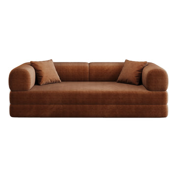 Brown Fabric Sofa 78.8-in L x 35.5-in W x 26.1-in H