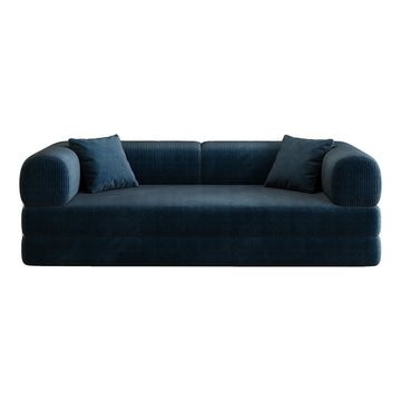 Blue Fabric Sofa 78.8-in L x 35.5-in W x 26.1-in H
