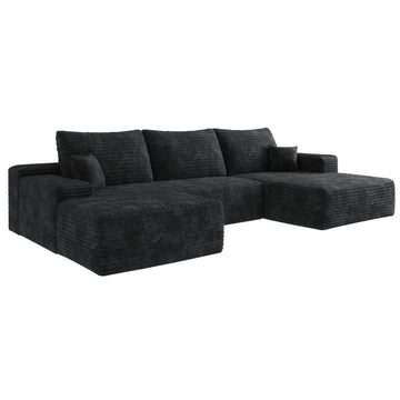 Black Modular 3 Seat Foam Sofa 107.0-in L x 69.7-in W x 37.8-in H