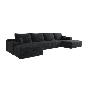 Black Modular 4 Seat Foam Sofa 107.0-in L x 69.7-in W x 37.8-in H