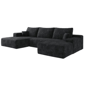 Black Modular 5 Seat Foam Sectional Sofa 135.0-in L x 69.7-in W x 37.8-in H
