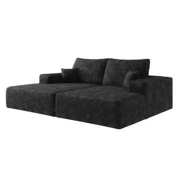 Black Modular 2 Seat Foam Sofa 74.8-in L x 69.7-in W x 37.8-in H