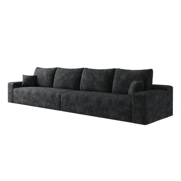 Black 4 Seat Foam Sofa 140.0-in L x 39.4-in W x 37.8-in H