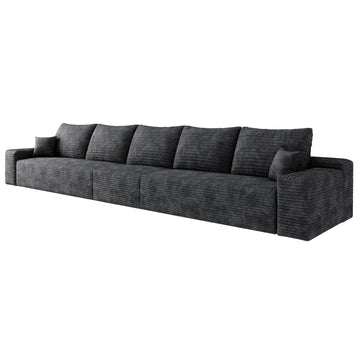 Black 5 Seat Foam Sectional Sofa 168.0-in L x 39.4-in W x 37.8-in H