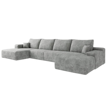 Gray Modular 5 Seat Foam Sectional Sofa 135.0-in L x 69.7-in W x 37.8-in H