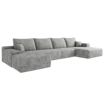 Gray Modular 5 Seat Foam Sectional Sofa 135.0-in L x 69.7-in W x 37.8-in H