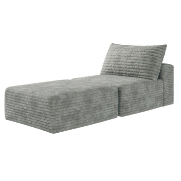 Gray Modular 2 Seat Foam Chaise Lounge 66.9-in L x 37.4-in W x 37.8-in H