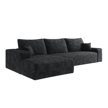 Black Modular 3 Seat Foam Sofa 107.0-in L x 69.7-in W x 37.8-in H