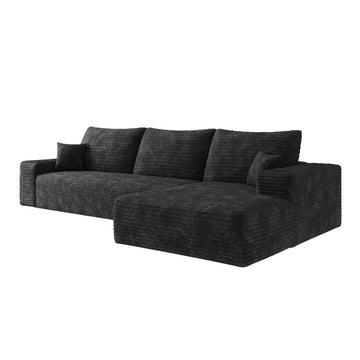 Black Modular 3 Seat Foam Sofa 107.0-in L x 69.7-in W x 37.8-in H