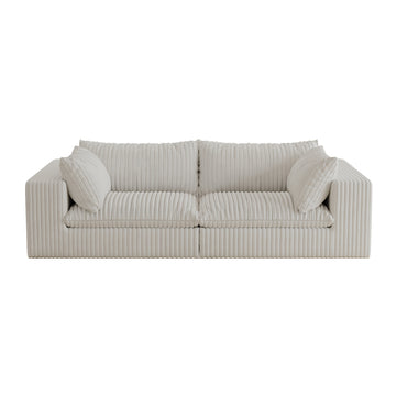 White 2 Seat Fabric Sofa 78.8-in L x 39.4-in W x 24.0-in H