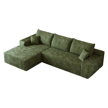 Green Modular 3 Seat Fabric Sofa 107.0-in L x 69.7-in W x 27.8-in H