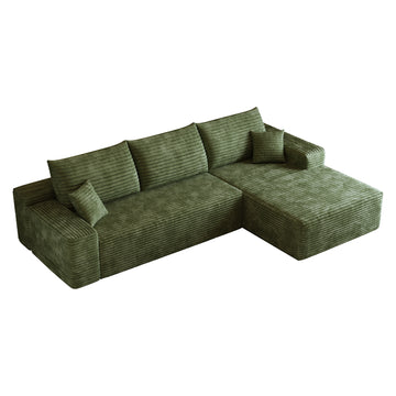 Green Modular 3 Seat Fabric Sofa 107.0-in L x 69.7-in W x 37.8-in H