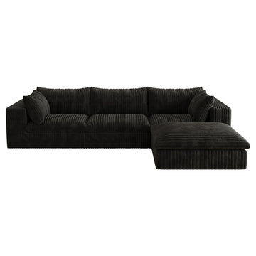 Black Modular 4 Seat Fabric Sectional Sofa 118.2-in L x 78.8-in W x 24.0-in H