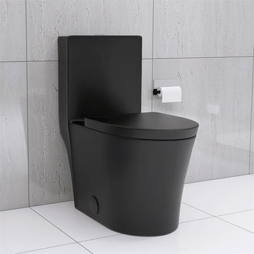 Matte Black Elongated One Piece Toilet Dual Flush 1116 GPF Map 1000g Comfort Design Ultra Quiet Easy Clean