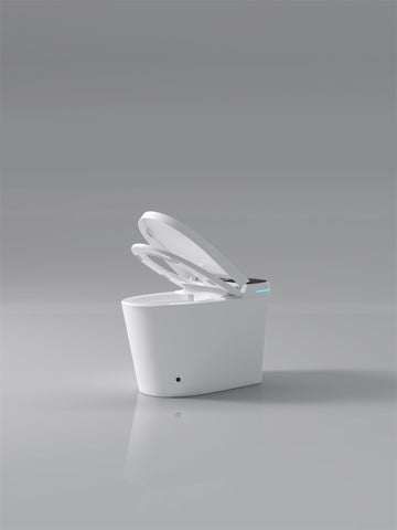 Modern Smart Toilet With Bidet Seat Built in Auto Open Close Seat Foot Sensor LED Display Night Light Warm Water Dryer White