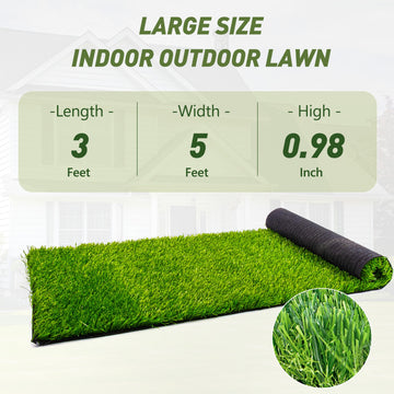 Realistic Artificial Grass Synthetic Turf 3 FT x5 FT for Indoor and Outdoor Use