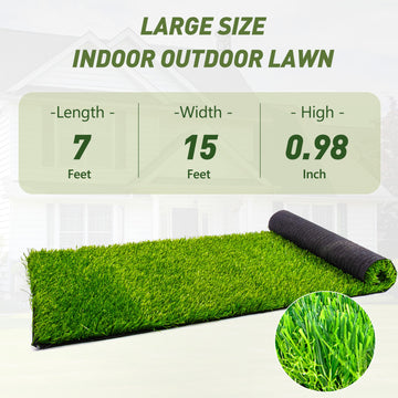 Realistic Artificial Grass Synthetic Turf 7 FT x15 FT for Indoor and Outdoor Use