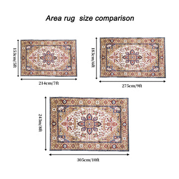 5x7 Vintage Bohemian Area Rug Non Slip Washable Persian Floral Rug for Living Room Bedroom Kitchen Blue Gold