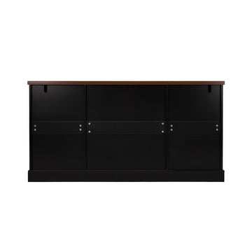 63 Inch Farmhouse Barn Door Storage Cabinet with Drawers and Door Rack Black
