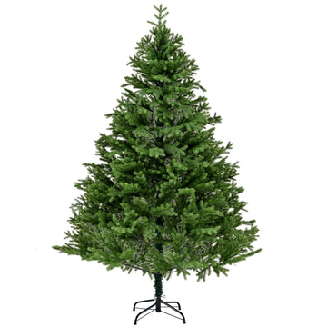 Premium 7FT Spruce Full PE Christmas Tree Unlit Hinged Branches With Foldable Metal Stand