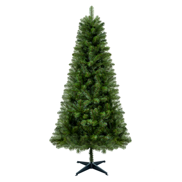 6FT Hinged Unlit Artificial Christmas Tree with 582 Tips, Full PVC Branches, Green Holiday Tree with 4-Leg Plastic Stand for Indoor Christmas Decoration