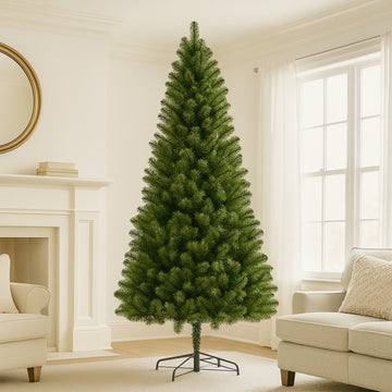 7FT Unlit Artificial Christmas Tree with 775 Tips, Full PVC Branches, Classic Green Holiday Tree with Sturdy Metal Stand for Indoor Home Decoration