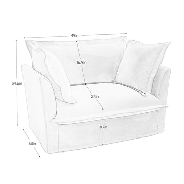 Slipcovered Chenille Deep Seat Armchair with Back Cushion and Toss Pillows