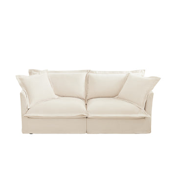 Modern Slipcovered Chenille 2 Seat Deep Sofa