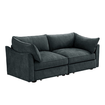 Chenille 2 Seater Sofa with Pull Out Storage Drawers Grey