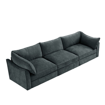 Chenille 3 Seater Sofa with Storage Drawers Gray