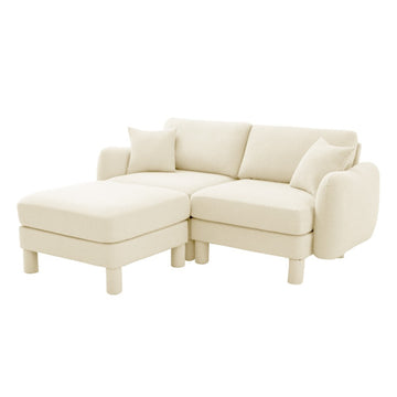 Boucle Fabric 2 Seat Sectional Loveseat Sofa