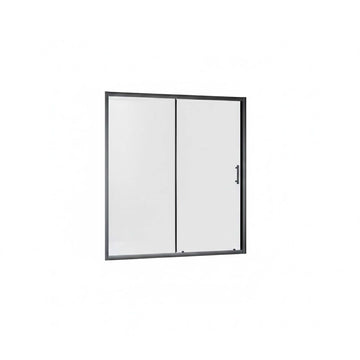 60.in W x 62.in H Single Sliding Shower Door for Bathtub, 1/5 inch Thick Clear Tempered Glass Shower Door with Stainless Steel Handle, Black