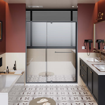 60" x 72" Walk-In Pivot Shower Door with 1/4" Tempered Glass