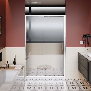 48" x 72" Adjustable Sliding Shower Door with Tempered Safety Glass