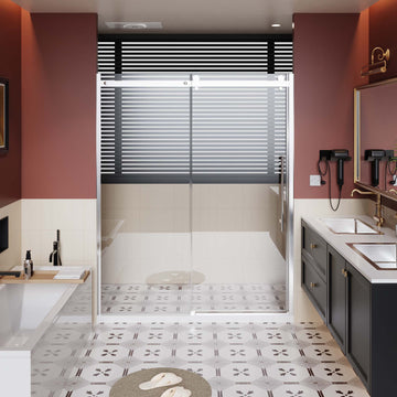 60" x 72" Adjustable Sliding Shower Door with 1/4" Tempered Glass