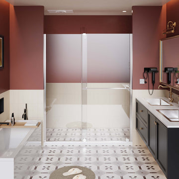 60" x 72" Adjustable Sliding Shower Door with 1/4" Tempered Glass
