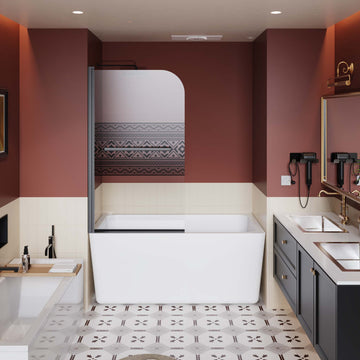 31.5" x 55" Frameless Bathtub Shower Door with Bohemian Pattern