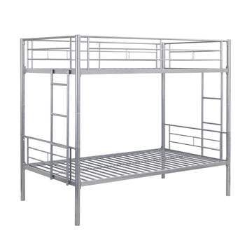 Metal Bunk Bed Twin Over Twin with Sturdy Frame Easy Assembly No Box Spring Needed Silver